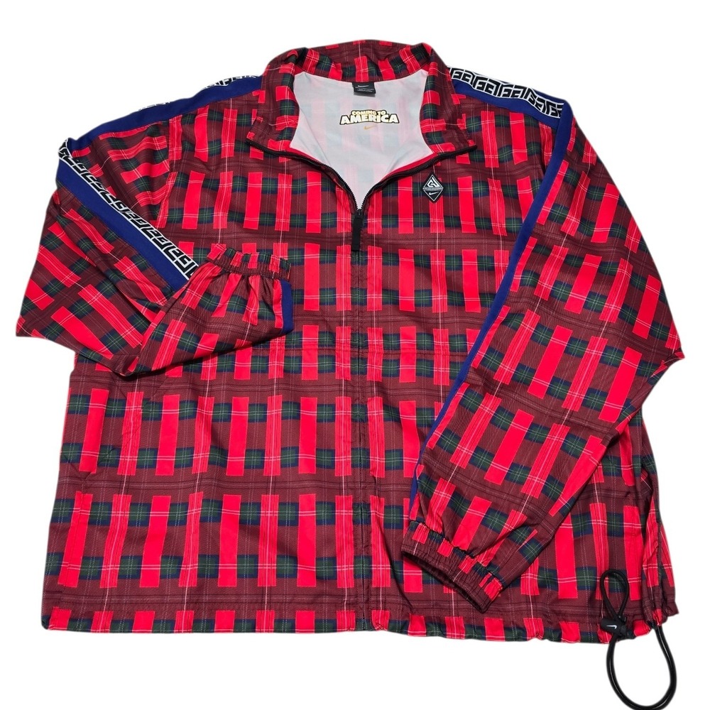 Nike Giannis Coming to America Track Jacket Red Plaid Prince Akeem 2XL - Picture 2 of 13